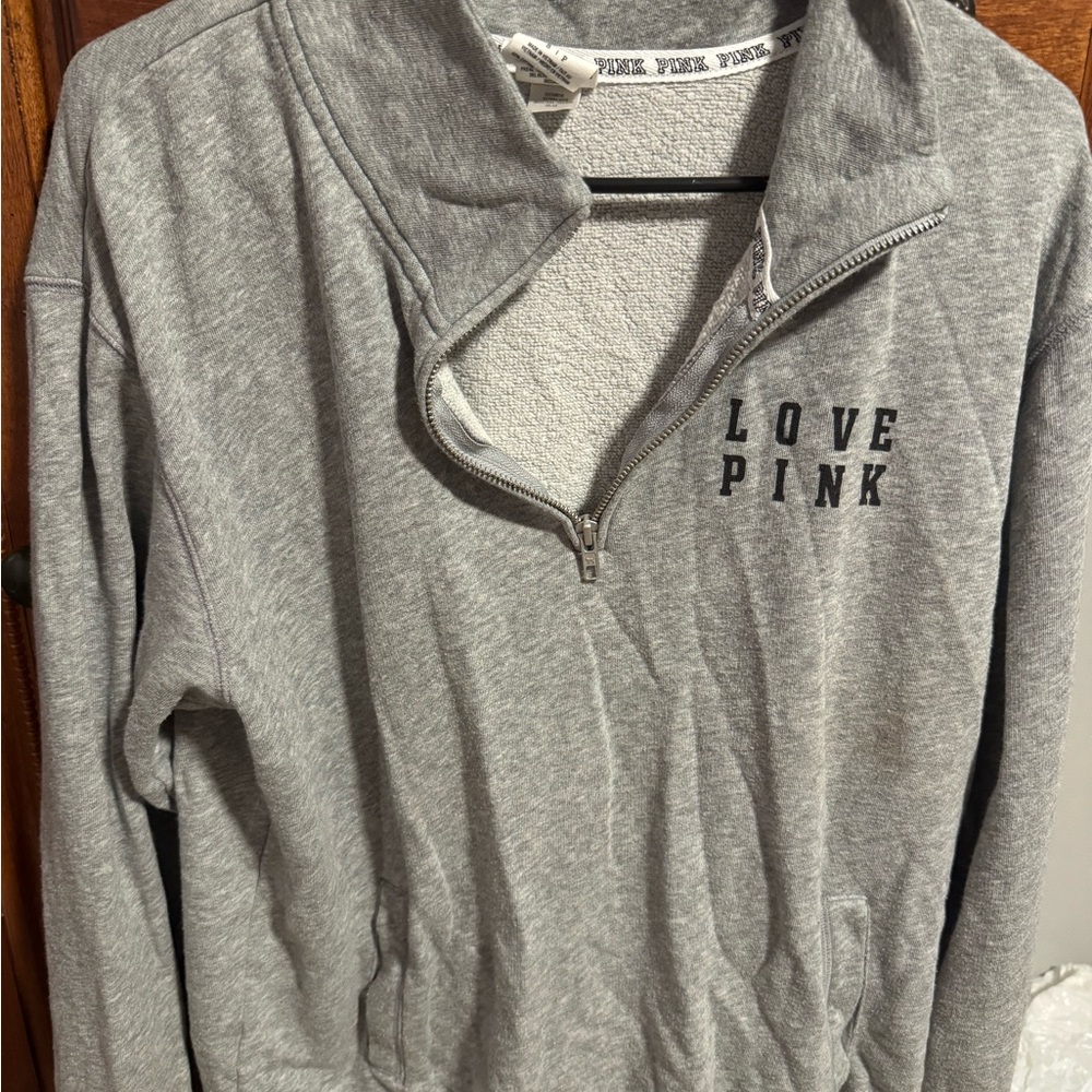 PINK Victoria's Secret Gray Quarter Zip